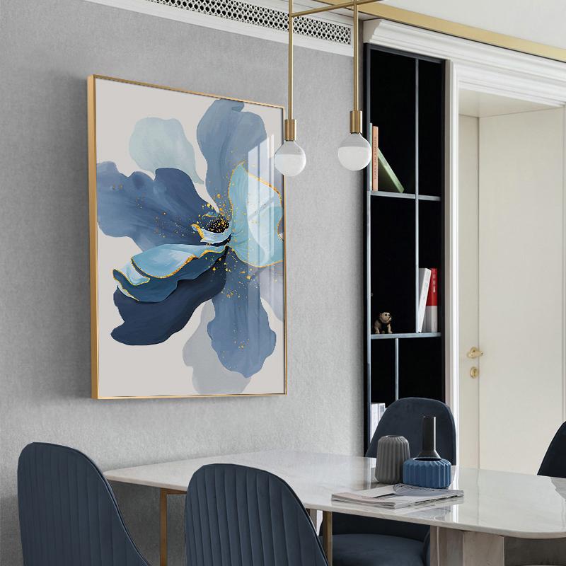Золотой Синий Растительный Лист Холст Плакат Цветы Настенная Художественная Печать Картина Маслом на Стене Картины для Гостиной Украшения Дома