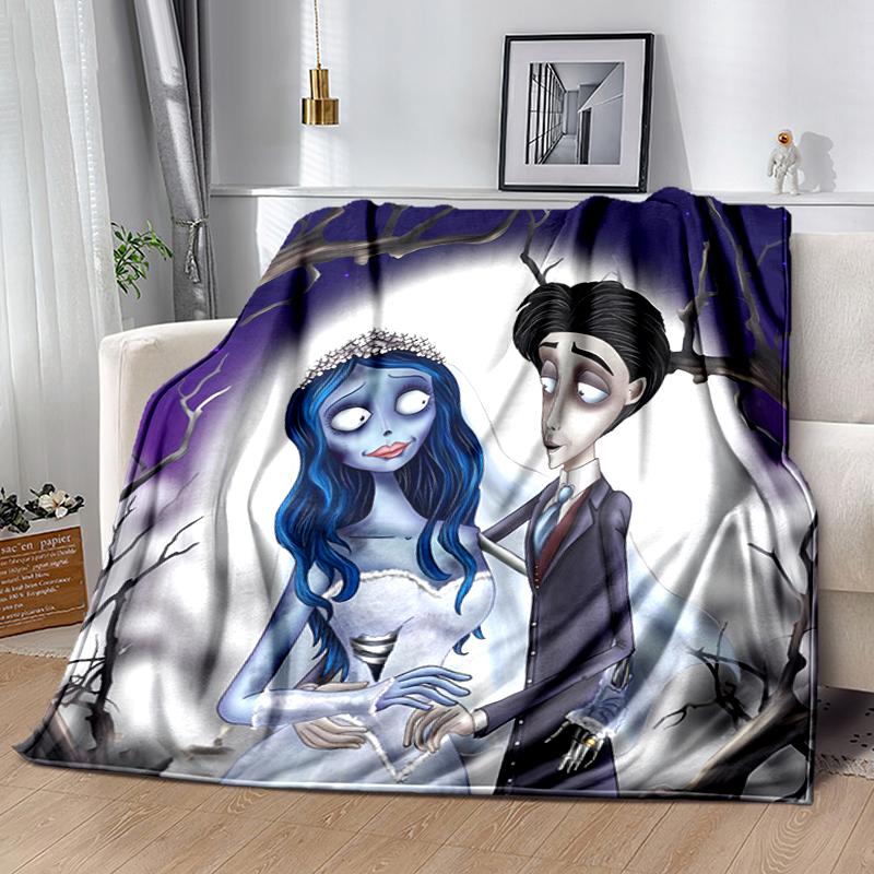 1pc Blanket sorrow love The Corpse Bride Print Design, Lightweight Blanket for Sofa, Bed- Soft &Warm, Gift for All Seasons like Christmas, Halloween