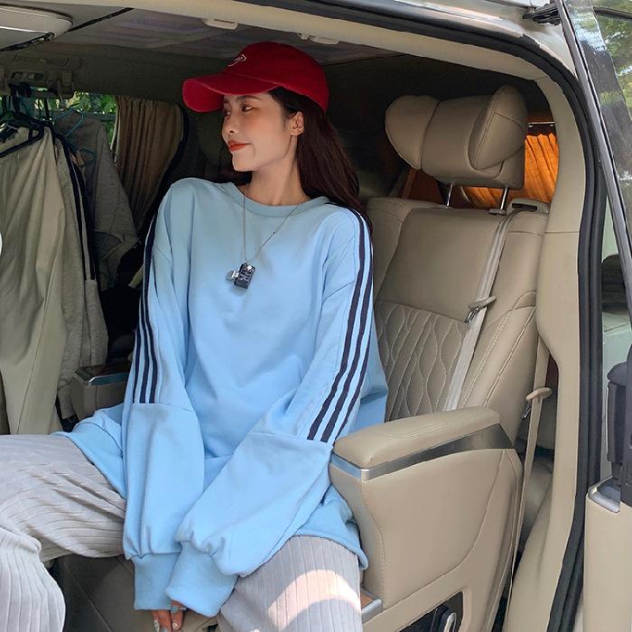 YYFS Women's Fashion Casual Stripe Print Fall Winter Long Sleeve O-Neck Pullovers & Long Sleeves