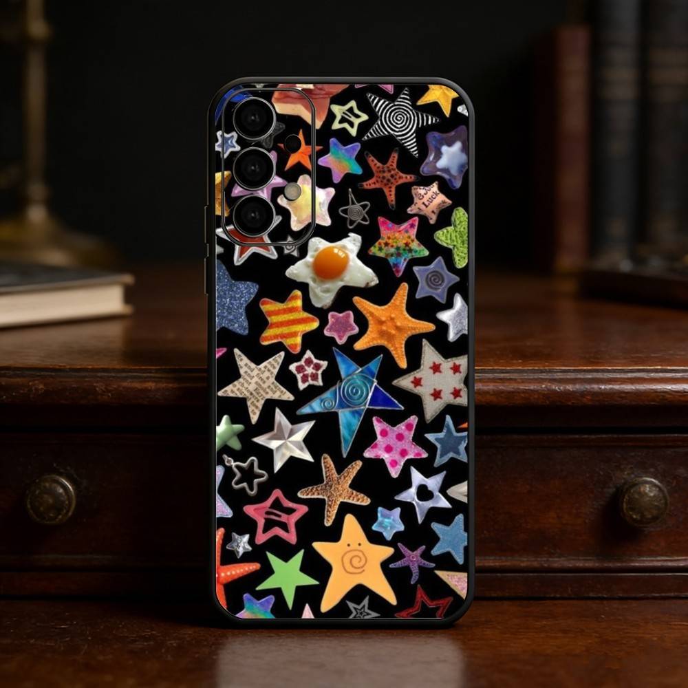 Красочный чехол со звездами для Samsung S25, S24, S21, S22, S23, S30, Ultra, S20, Plus, Fe, Lite Черный корпус