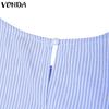 VONDA Женская блузка с отложным воротником, рукавом 3/4, в полоску, с оборками, повседневная, свободного кроя