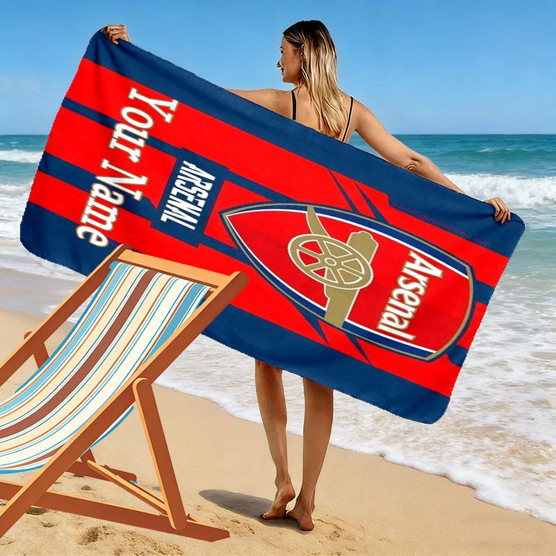 Custom Arsenal F.C Print Beach Towel, Large Soft Quick Dry Towel for Beach Camping Swimming