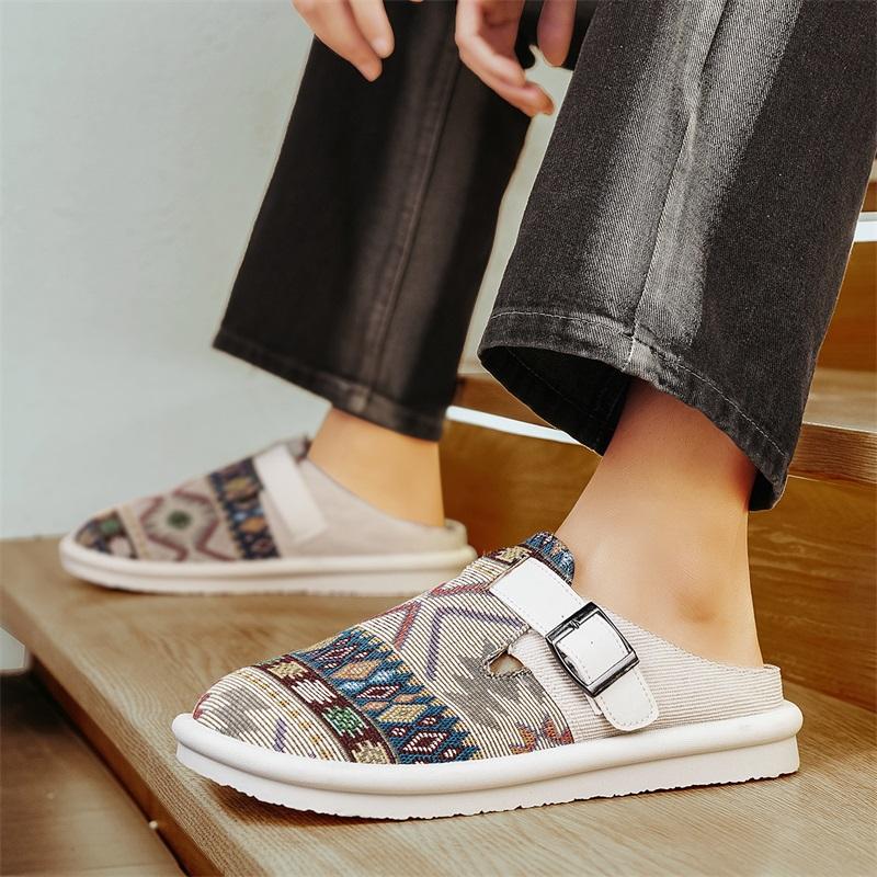 Большой размер 47 роскошные мужские полутапочки сандалии удобные дышащие парусиновые повседневные туфли мужские модные кроссовки для отдыха мужские тапочки сланцы обувь мужская