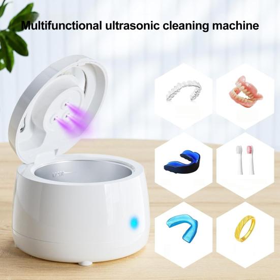 Ультразвуковой очиститель ретейнеров УФ Купол для чистки зубных протезов Машина для чистки зубных ретейнеров для ночных капп брекетов элайнеров зубная щетка ювелирные изделия