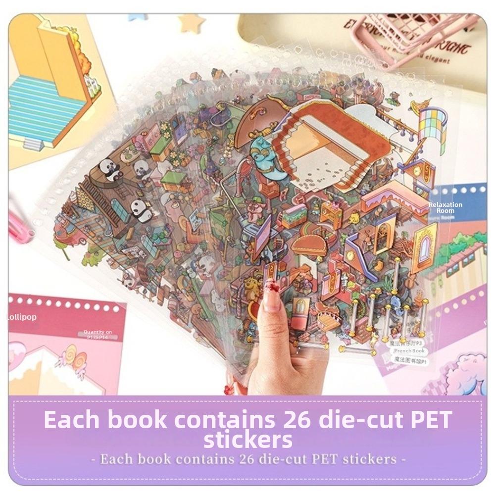 PET Scenery Stickers Die-cut Puzzle Stickers New Miniature Scene Stickers Children Gifts