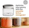 Clear PET Square Storage Jar, 16 oz, Airtight & Easy Grip, Holds Sugar, Spices, Nuts, Seeds, Pet Treats