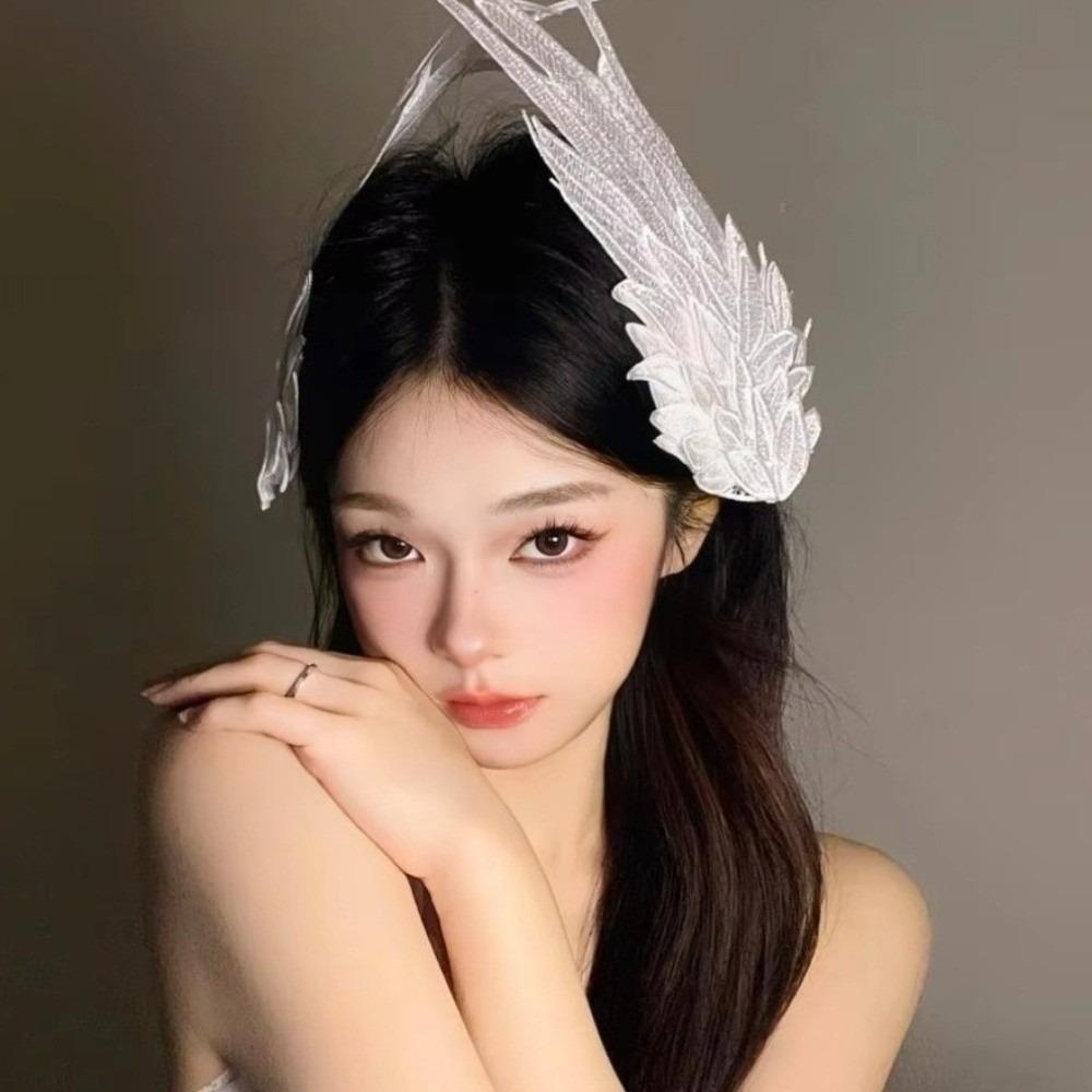 Black White Angel Wing Hair Clip Angel Wing Shape Embroidery Hair Clip Fairy Costume