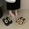 Fashion Women's Summer Fashion Open-Toe Platform Slippers Casual Metal Decoration Thick Bottom Slides for Ladies