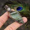 Natural Banded Green Opal Gemstone Copper Wire Wrap Gift Pendant 2.80" V3t69