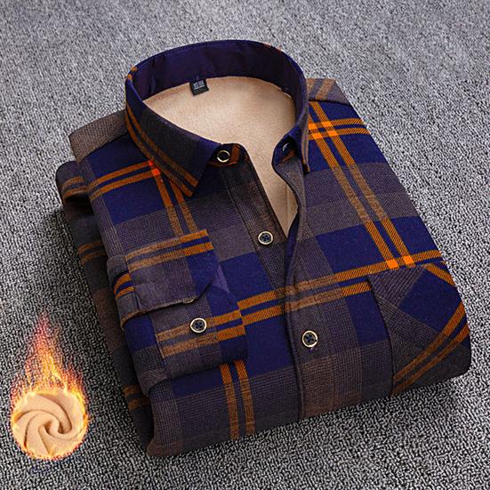 Рубашка для отца-зимы, мягкий однобортный кардиган в клетку с длинными рукавами, теплый деловой осенний топ больших размеров для работы