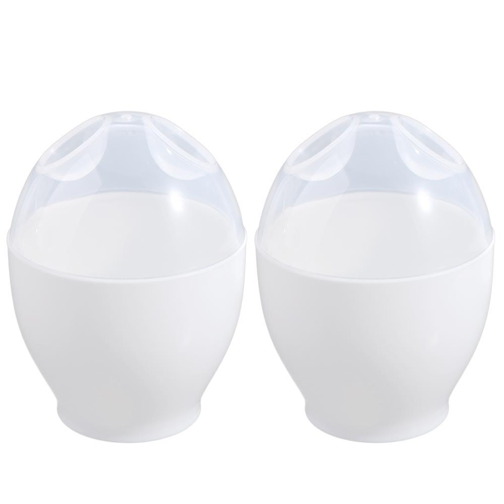 2pcs Heat Safe Microwave Egg Cooker Plastic Egg Boiler Household Steamed Egg Cup Breakfast