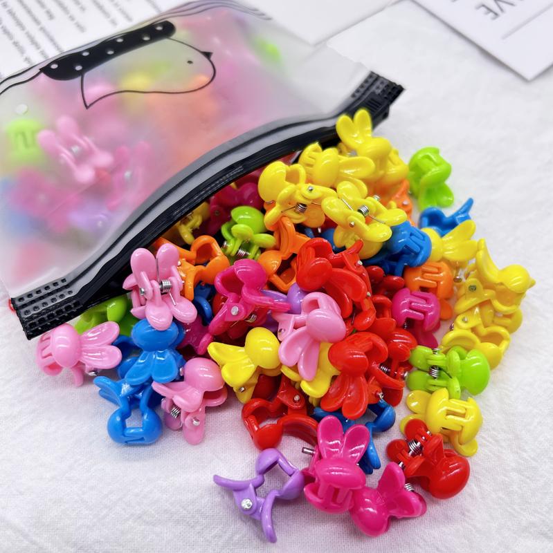 10/20 шт. Разноцветные маленькие крабики для волос Девочки Милые заколки для волос в виде цветка и бабочки Аксессуары для волос Детские мультяшные заколки для волос Головной убор Подарок