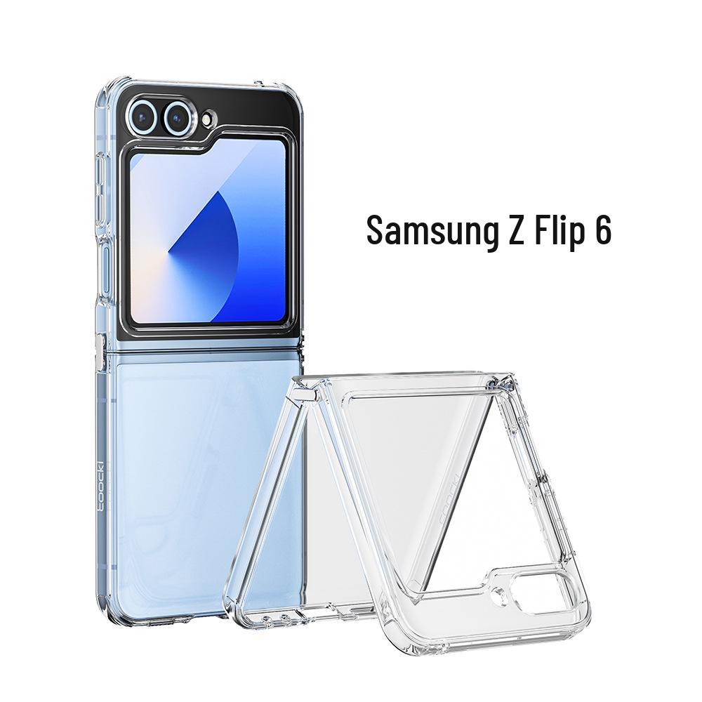 Прозрачный противоударный чехол Toocki для Samsung Galaxy Z FLIP 6 - Защитная крышка с 3-кратным складыванием