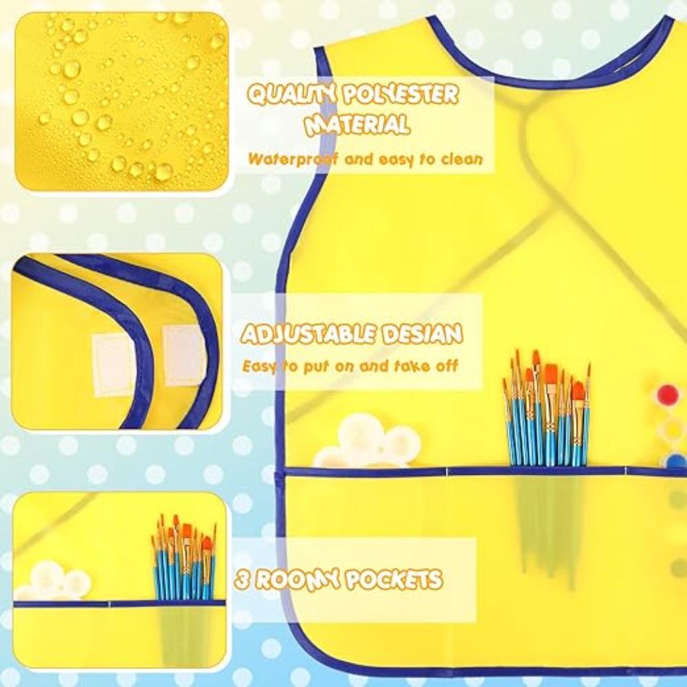 With 3 Pockets Painting Aprons Waterproof Kids Apron Craft Activity Kids Art Smock Cook