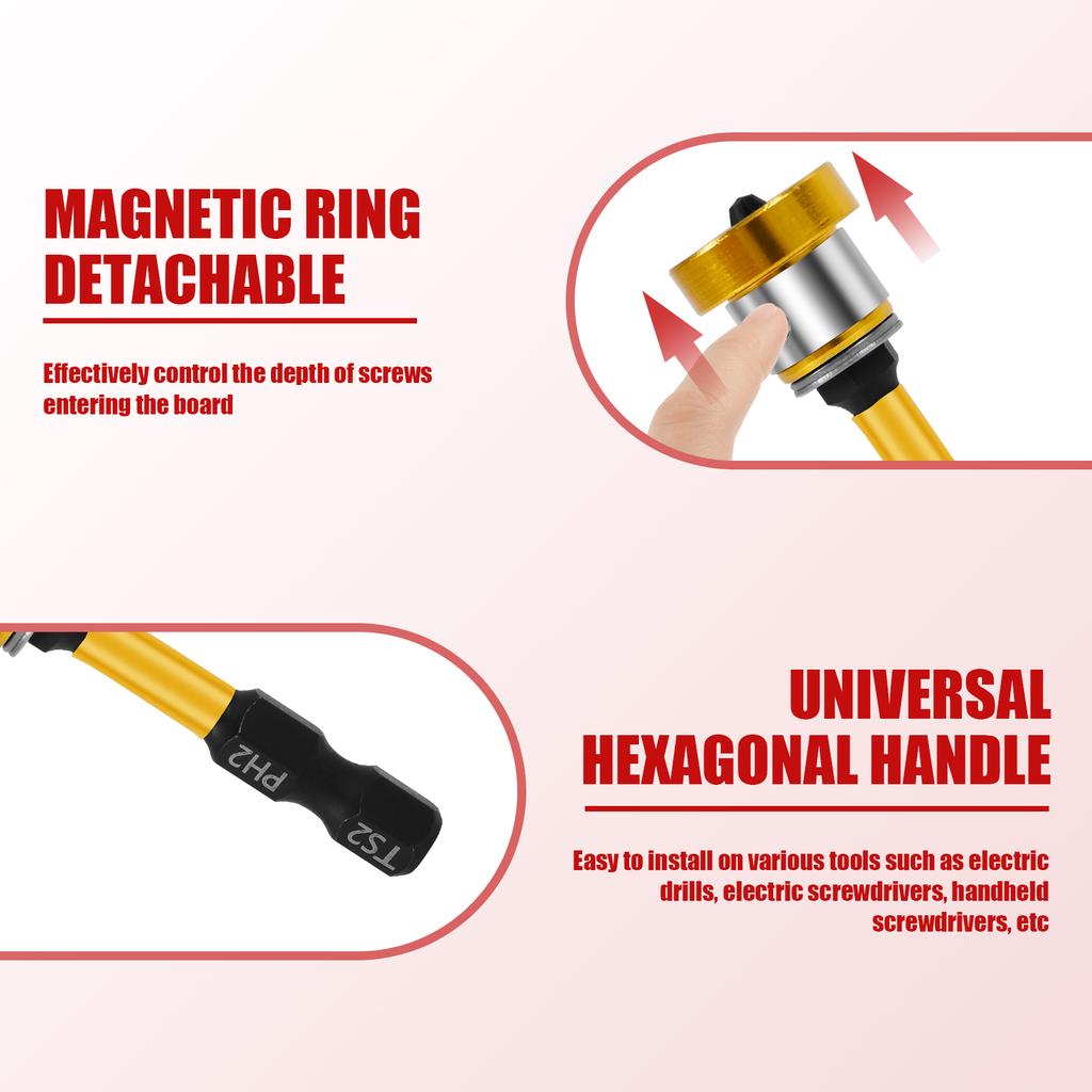 Набор магнитных бит для гипсокартона 50 мм 10 шт. с позиционирующим держателем для сверла и удлинителем для фиксации шурупов Инструменты