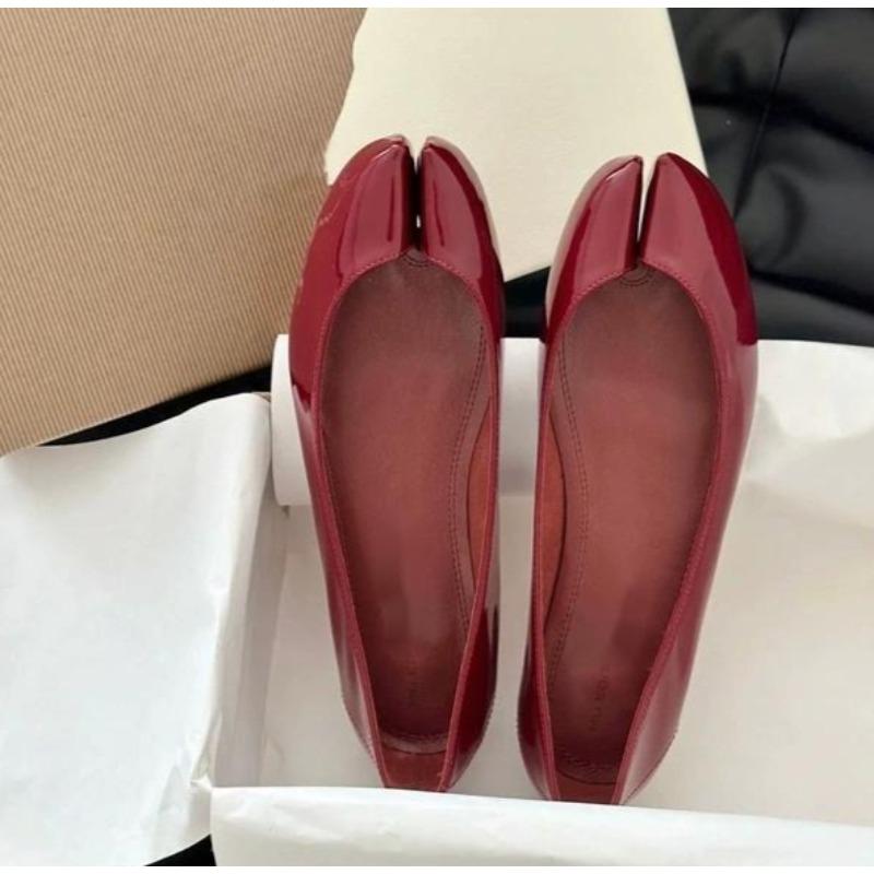 Дизайнерская Одинарная Обувь Удобная Обувь на Плоской Подошве Лакированная Кожа Мэри Джейн Женские Кроссовки С Мелким Вырезом Разделенный Носок Милая Обувь