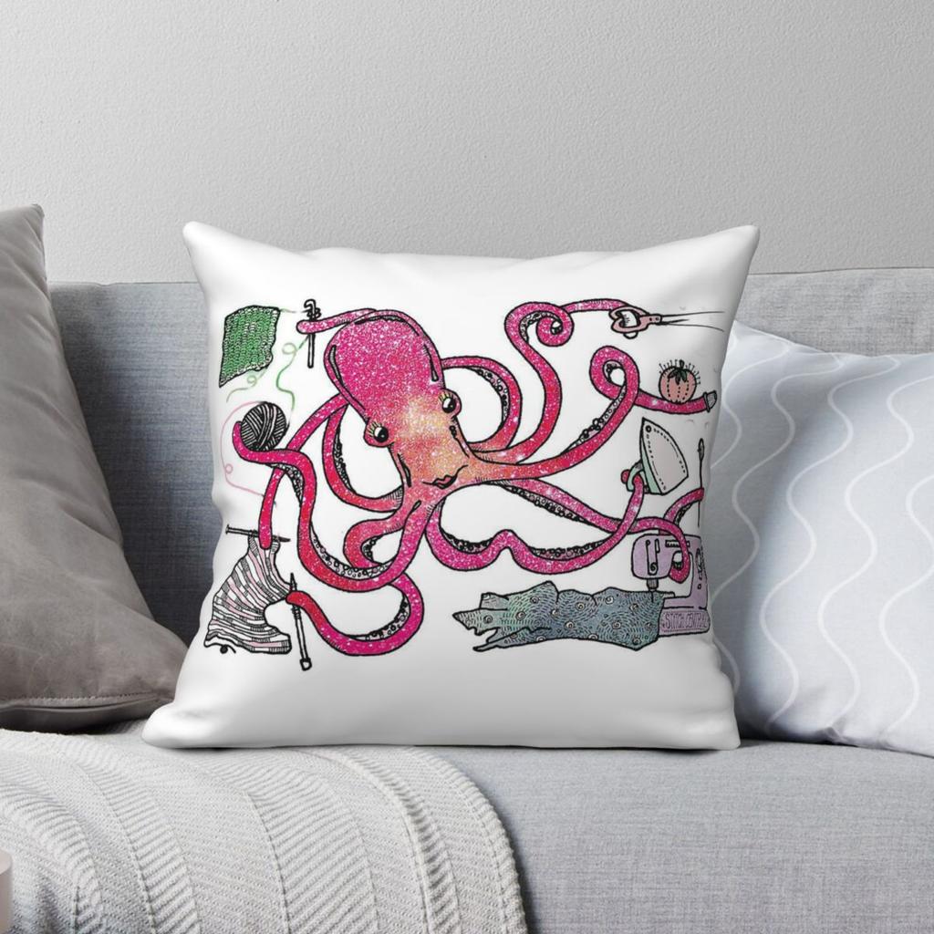 Crafty Octopus Square Pillowcase Polyester Linen Velvet Pattern Zip Decorative Pillow Case Bed Cushion Cover x