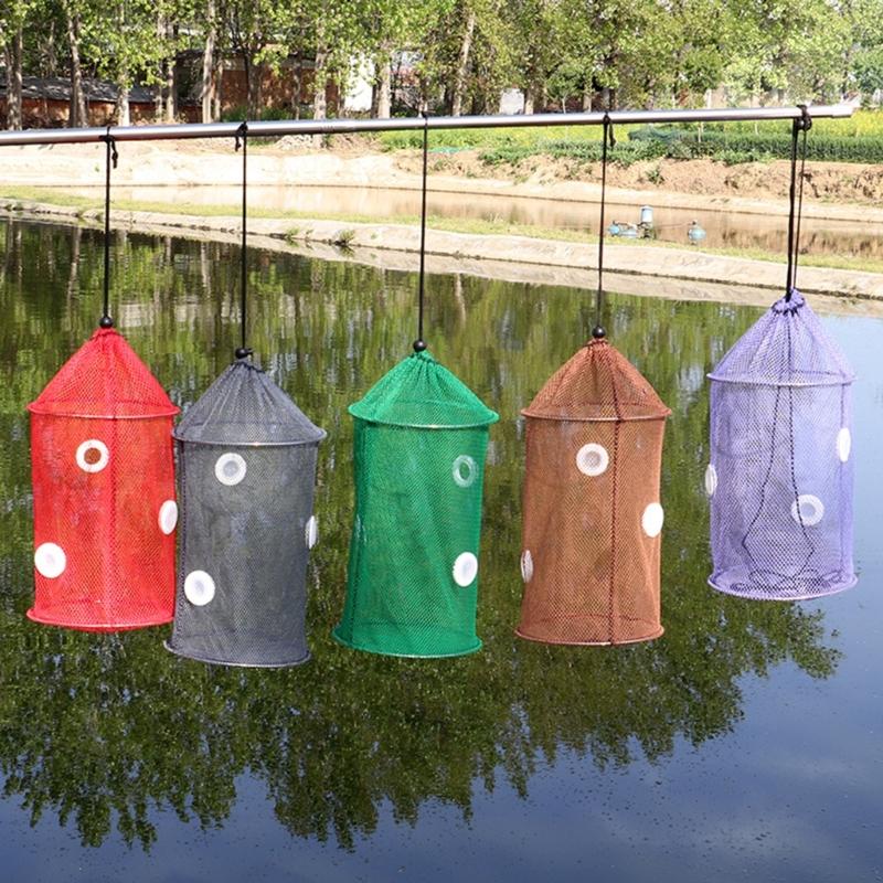 Рыболовные приманки Ловушка Складная корзина для рыбы для креветок Прочная плетеная рыболовная сеть с сумкой для хранения Корзина Клетка для приманок