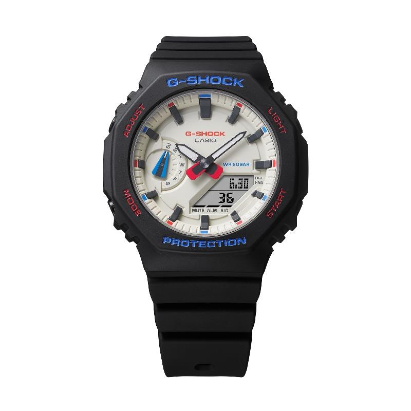 Casio Мужские часы G-SHOCK, смола, водостойкость 200 м, аналоговые, ударопрочные, кварцевые, GMA-S2100WT-1A