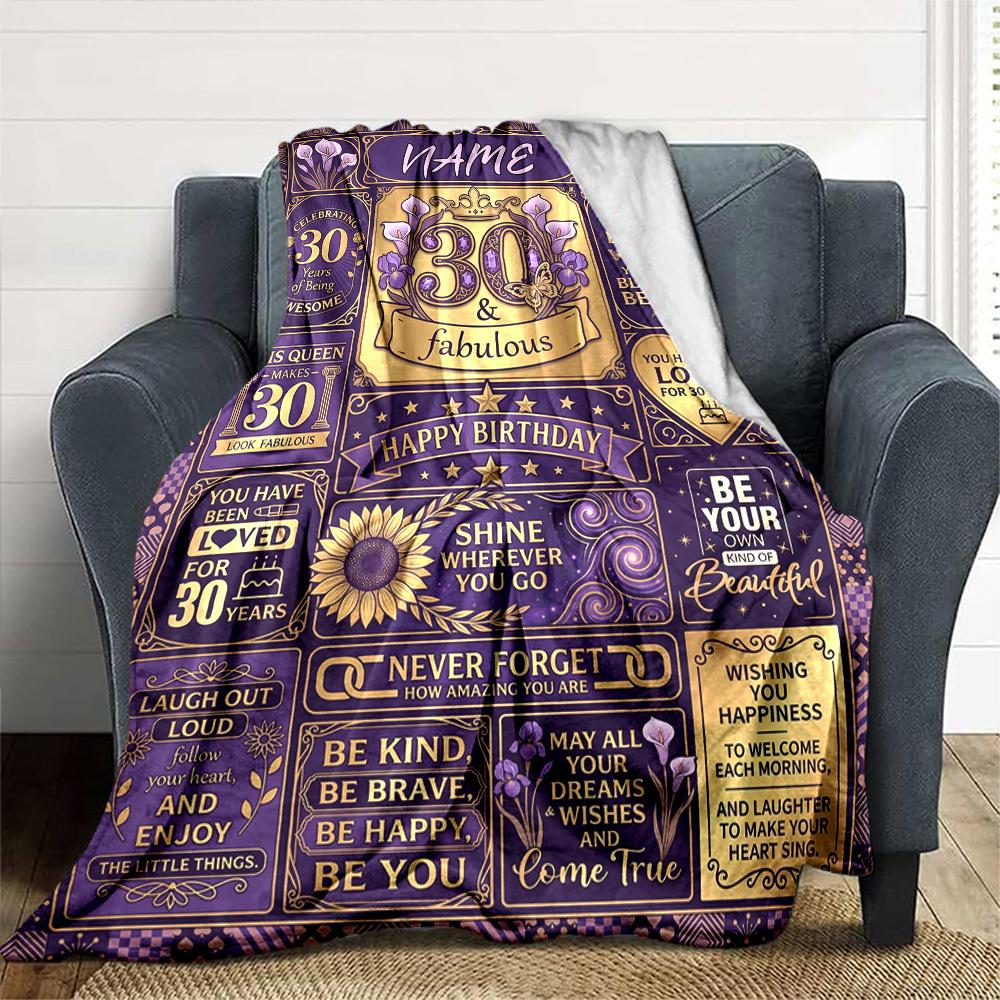 Happy 30Th Birthday Customize Your Name Blankets Are Warm Soft Blankets Perfect For Naps Sofas And Relaxation They Also Make Great Christmas Halloween