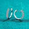 925 Sterling Silver Earrings Female Small Row Drill Mozang Stone Ear Buckle Plated Pt950 Gold Ear Jewelry
