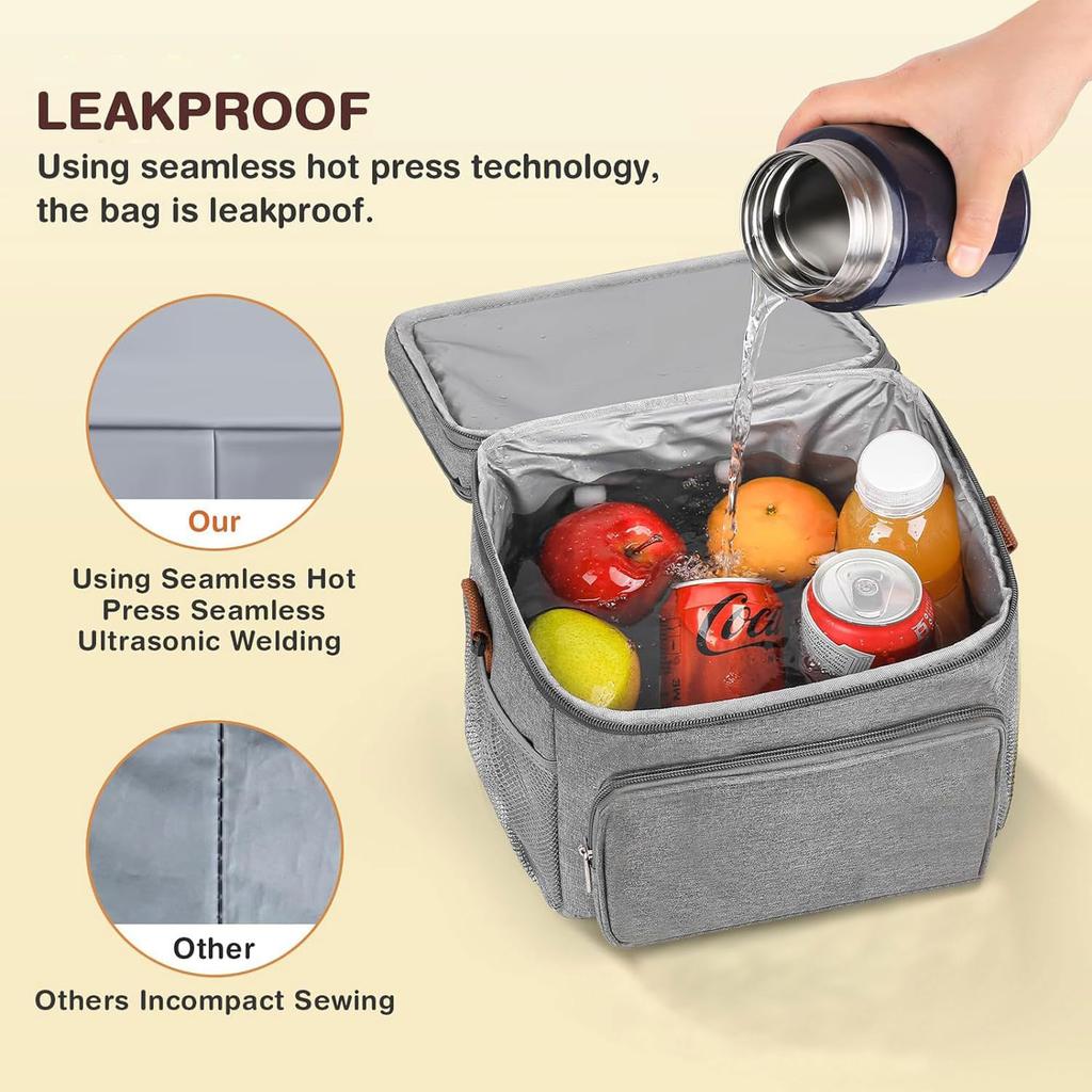 Изолированная сумка-ланчбокс, двухслойная термосумка с отстегивающимся плечевым ремнем для горячих блюд, большая сумка-холодильник для работы и улицы