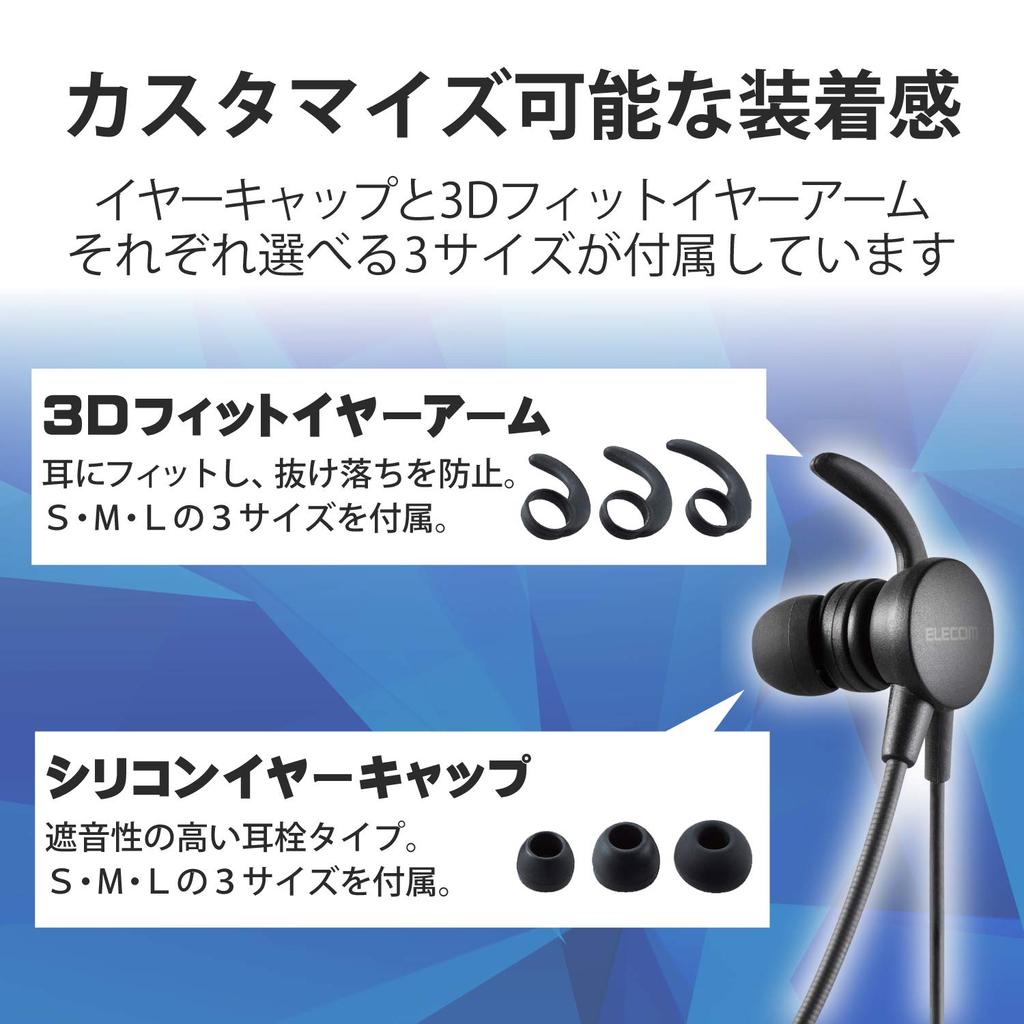 Elecom Headset with Microphone Arm USB Inner Ear Wired Single Ear Black HS-EP16UBK