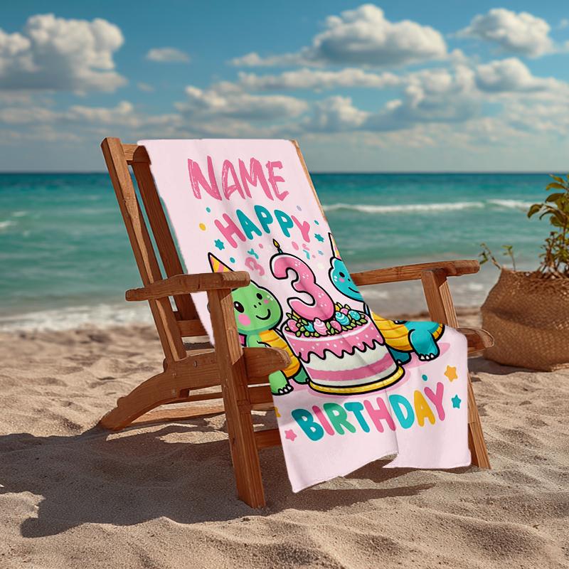 Custom Name Ultra-Soft Beach Towel with Dinosaur Theme,Ideal for Pool - Camping, Diving - Perfect Travel Essential, Vibrant Beach Towel.