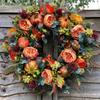 Artificial  Wreath Front Door Punkin Rose Berry Branches Mixed Leaves Thanksgiving Wreath  Door Wreath For Halloween Thanksgiving Indoor Outdoor
