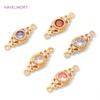 18K Gold Plated Charm Connector With Closed Rings,Inlaid Zircon Charms Pendant,Connector For Jewelry,DIY Jewelry Making Supplies
