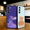 Мультяшный чехол для телефона с парой плюшевых мишек для Samsung S20,21,22,23,24,25,26 Ultra,Plus,Lite,FE, Черный мягкий чехол