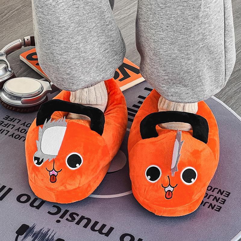 Новые милые оранжевые забавные тапочки мужские зимние плюшевые тапочки удобные нескользящие дизайнерские домашние тапочки мужские женские мягкие домашние тапочки