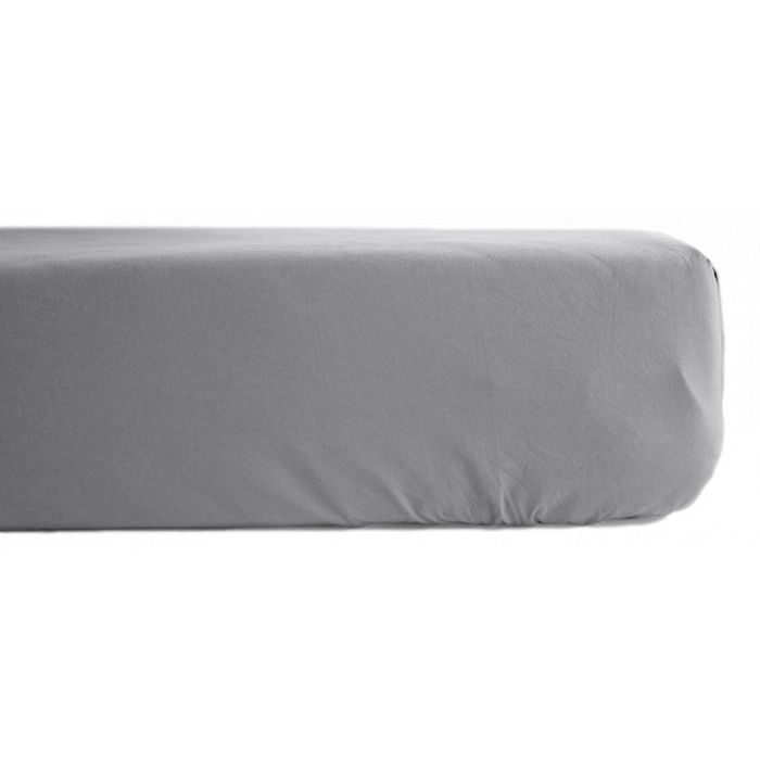 Drap housse percale pur coton peigné longues fibres 80 fils/cm² avec bonnet de 35 cm Vent du sud - Acier - 180 x 200 cm bonnet de 35
