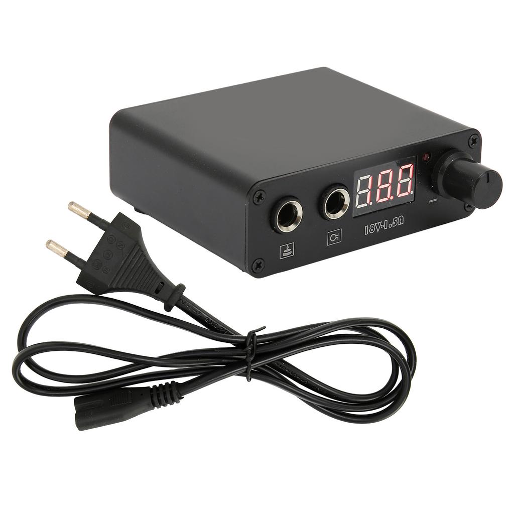 Блок питания для тату-машинки из черного алюминиевого сплава, высокая точность, со светодиодным цифровым дисплеем для тату
