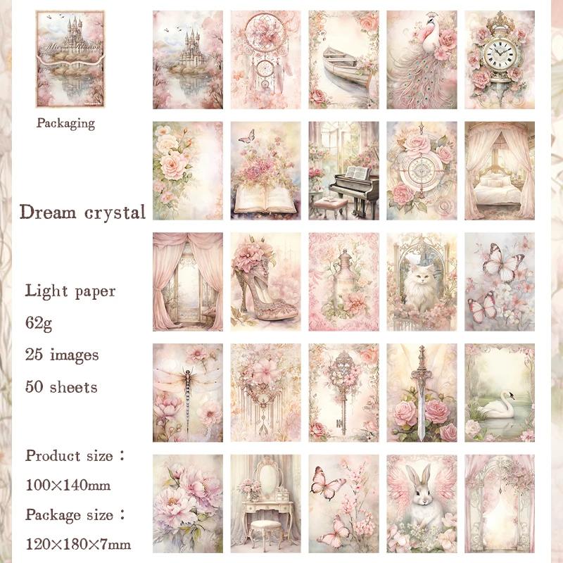 50pcs/pack Aesthetics Flowers Materials Paper Decor Scrapbooking Collage Stationery DIY Junk Journal Craft Light Paper