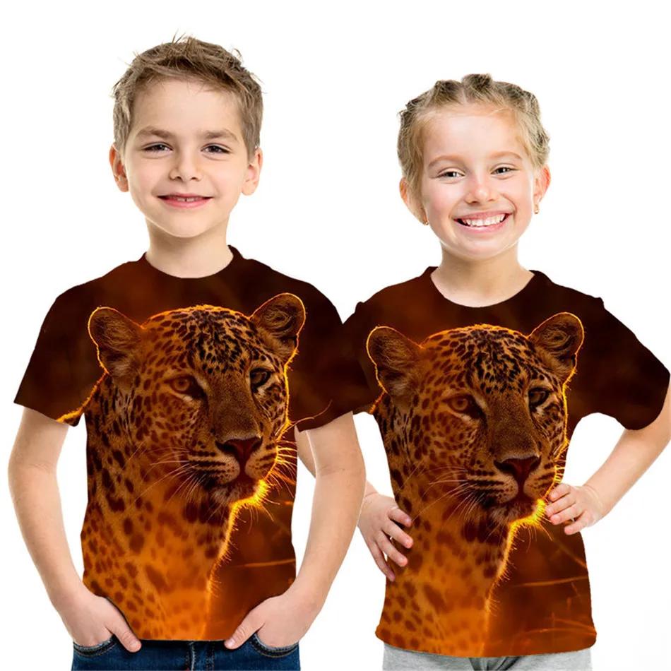 Summer Children Space Galaxy 3D T Shirt Angel Animal Lion Tiger Wolf Leopard Printed Boys Girls T-shirt Kids Fashion Tshirt Tops