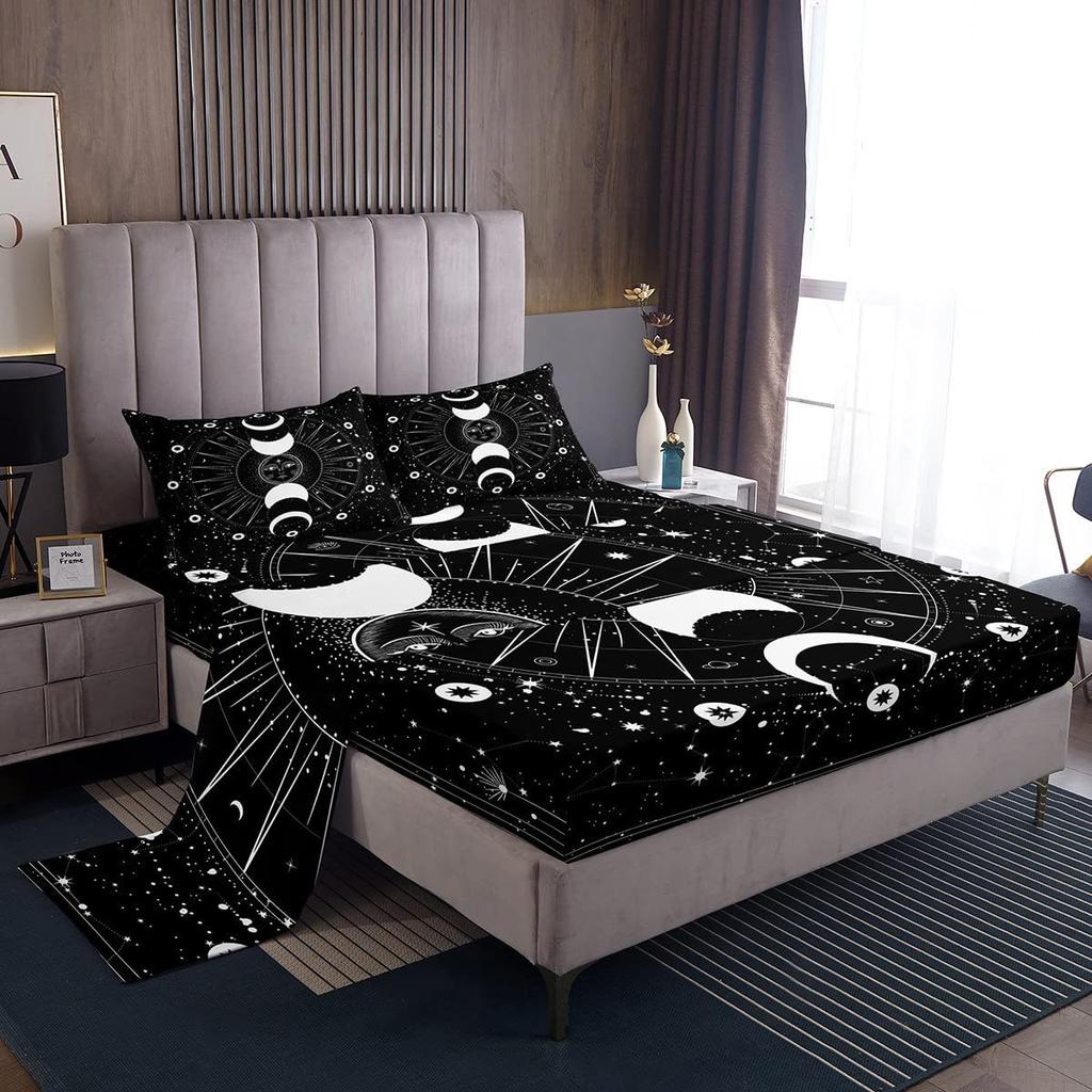 Bohemian Mushroom Pattern Bed Hat Four-Piece Bedding Set Bedroom Dormitory Bedding Decoration