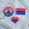 LGBTQ Bisexual Pride Enamel Pin Heart Shaped Peace Flag Brooches Cool Gay Lesbian Lapel Pins Bag Denim Badge Love He/She Jewelry
