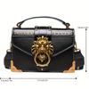 Vintage Mini Crossbody Bag, Lion Head Decor Handbag, Punk Style Rivet Decor Shoulder Purse