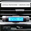 Автомобильные часы Термометр Бочкообразный ЖК-дисплей Крепление-клипса на воздуховод Светодиодные автомобильные цифровые часы-термометр
