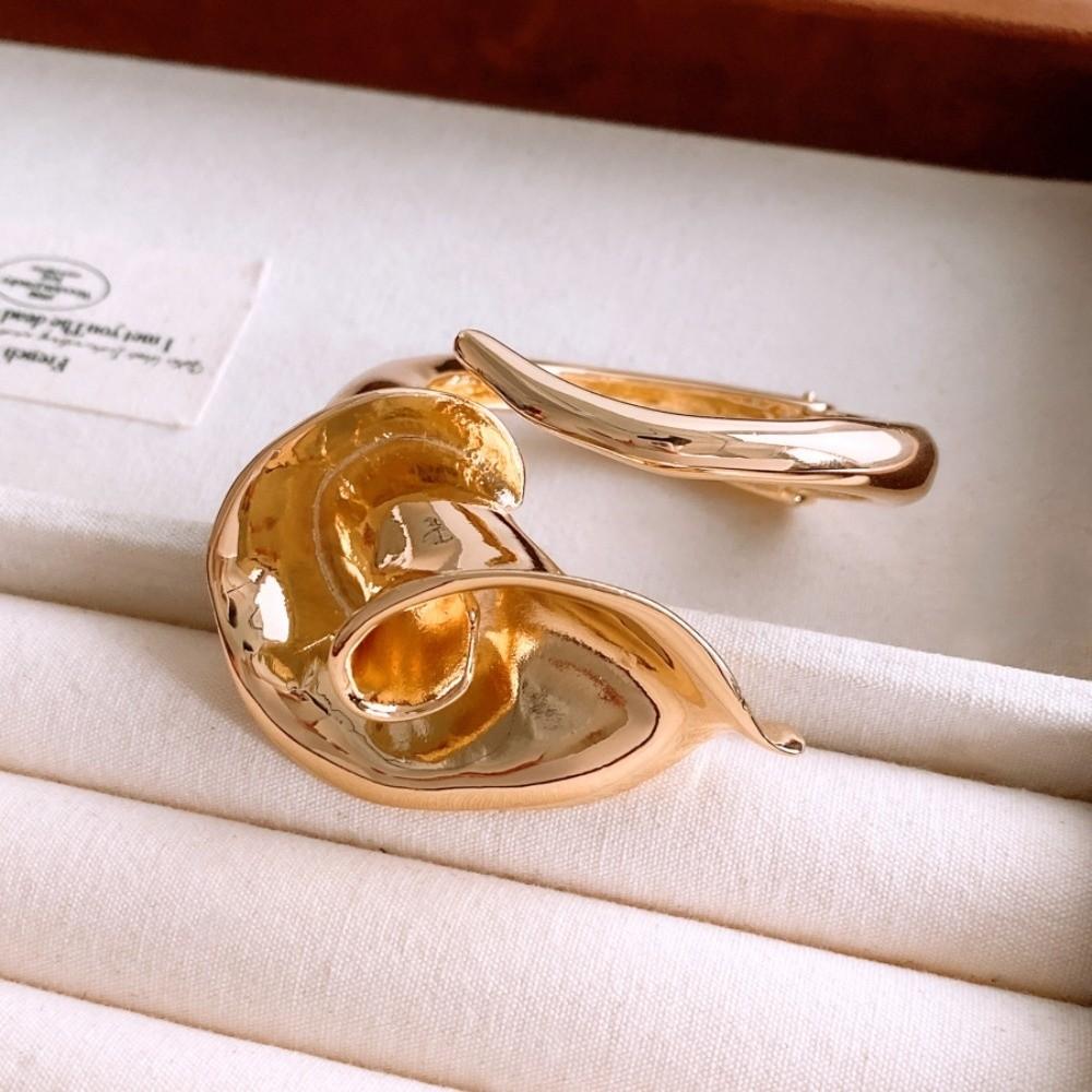 Zinc Zinc Alloy Gold Silver Flower Wide Open Bangle Flower Leaf Exaggerated Bracelet Women