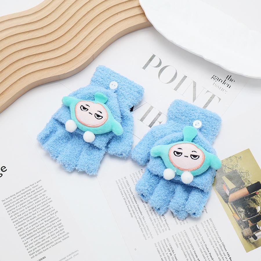 Kids' Winter Fingerless Flip-Top Writing Gloves – Warm Half-Finger Gloves for Boys & Girls