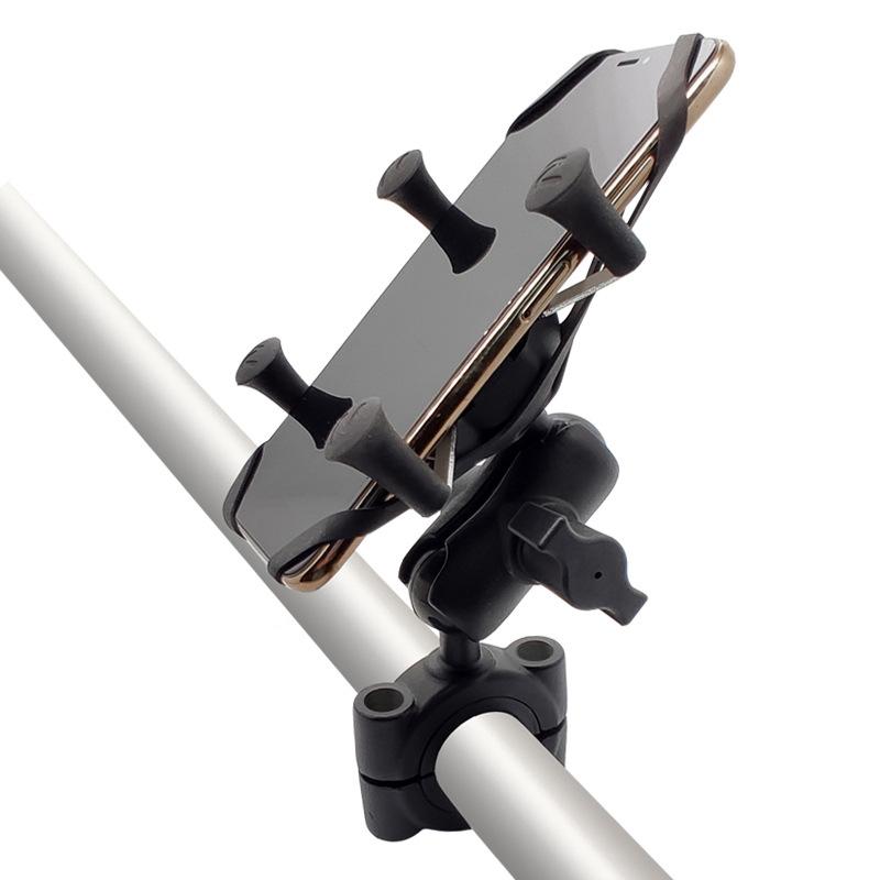 Torque Ram Mount Aluminum Handlebar Rail Mount Base with 1'' 25mm Ball for Motorcycle Bike Handlebar Support Double Socket Arm