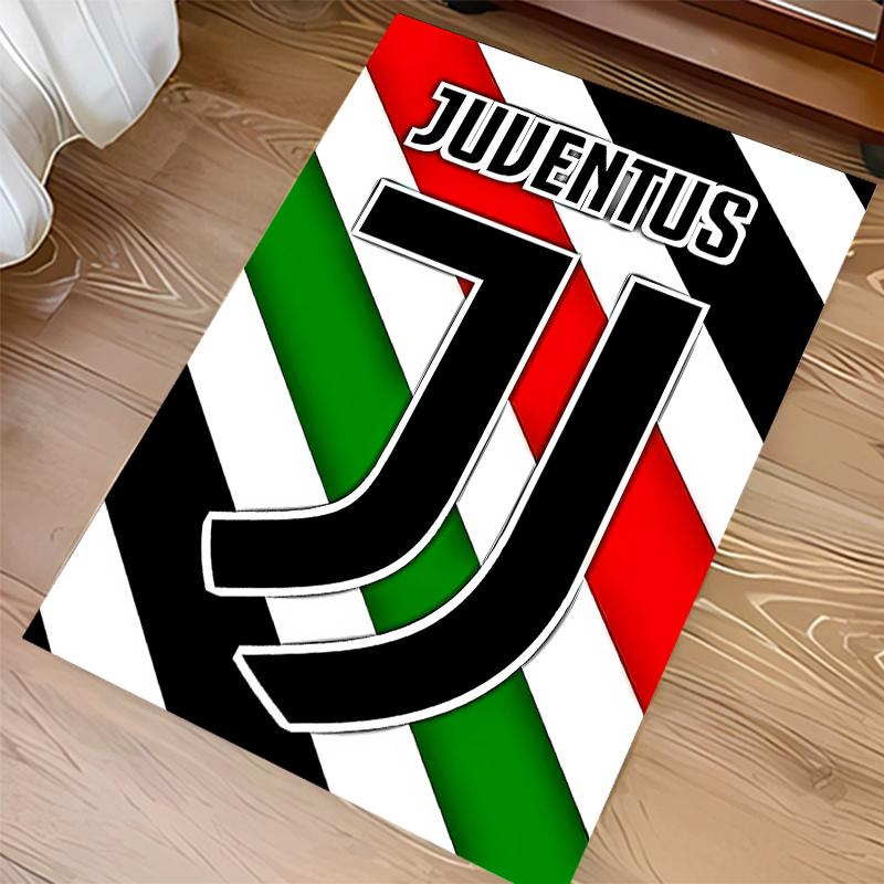 1pc Juventus FC logo Print Area Rug - Soft,Washable Non-Slip Indoor Mat for Office Chairs,Living Room,Home Office Decorative Rug
