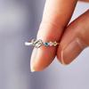 Huitan Dainty Heart and Colorful CZ Rings for Women Exquisite Sweet Girls Finger Accessories Chic Stylish Elegant Party Jewelry