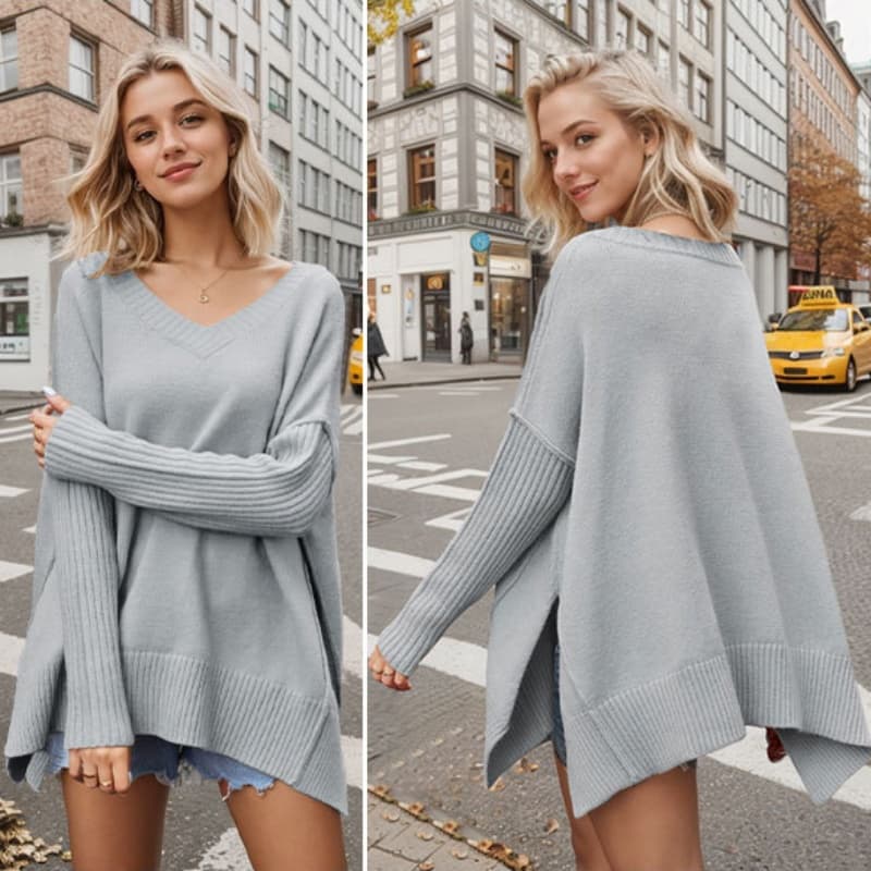 Women's Clothing Plus Size Fashion Knitwear Sweater Sexy Pullover V-neck