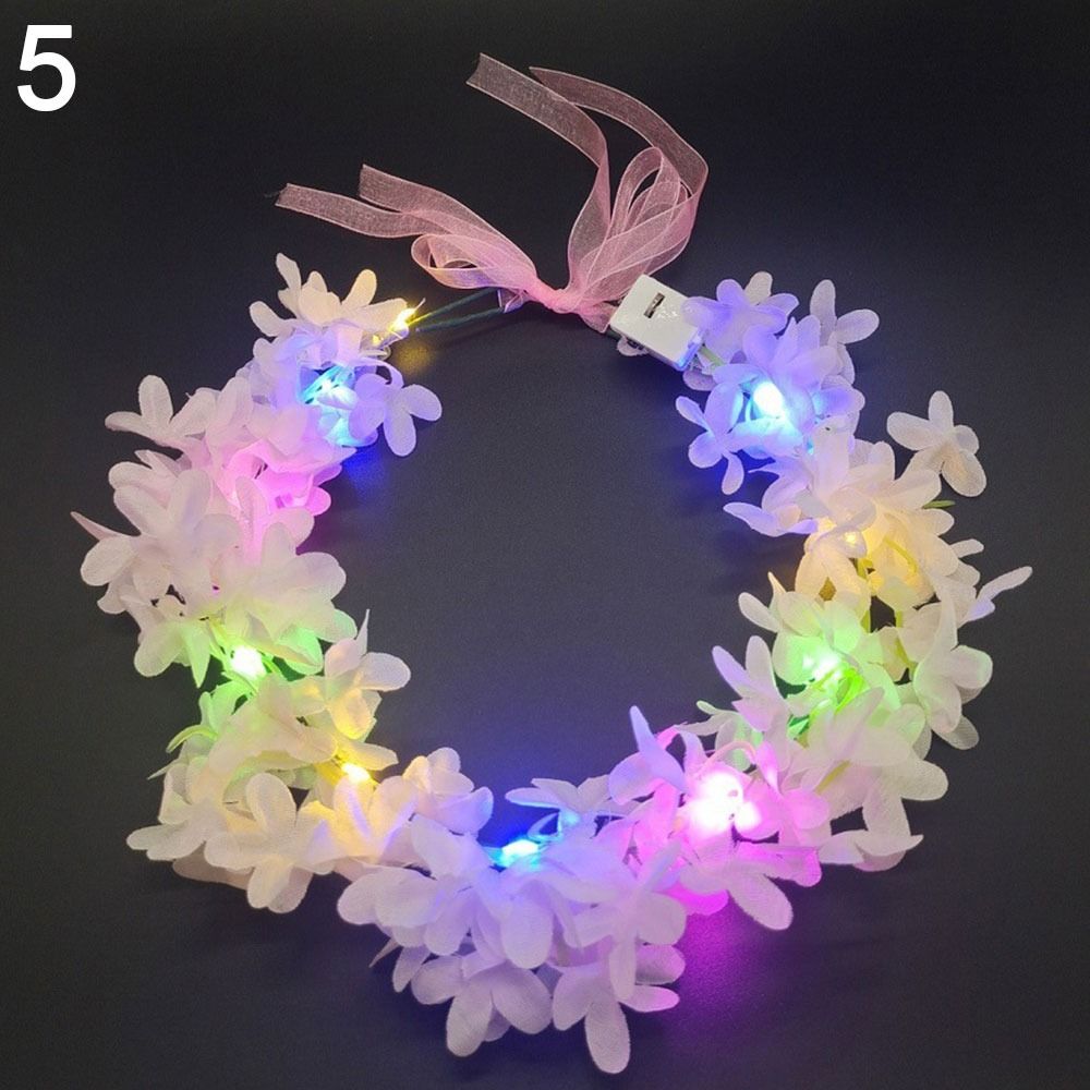 Women Girls Halloween Crown Flower Christmas Party Decoration Glowing LED Wreath Light Up Headband