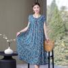 New Hot Fashion Casual 2024 Summer Dress For Women Print Loose O-Neck Cotton Women Clothing Dresses Plus Size