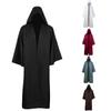 Костюм для косплея на Хэллоуин, длинная рубашка колдуна с капюшоном, черная мантия для взрослых и плащ ужаса для детей, праздничный комплект