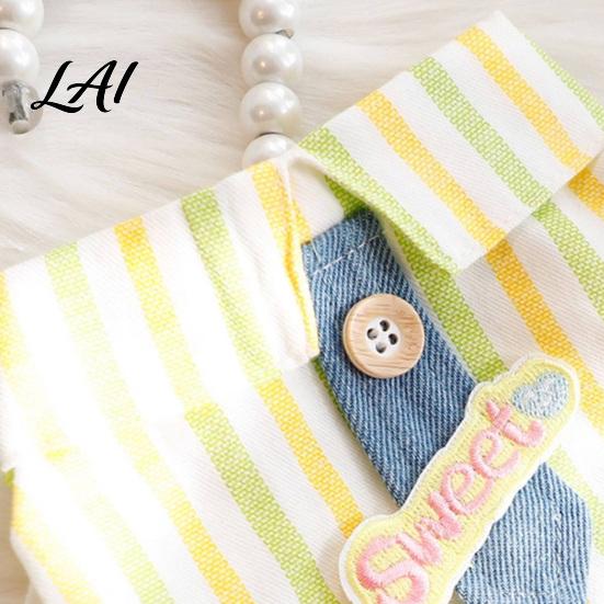 Dog Clothes for Running Striped Shirt Pet Jumpsuit Four-Legged Clothes Denim Pants Outdoor Protective Clothing Outfit Stylish Onesie Small